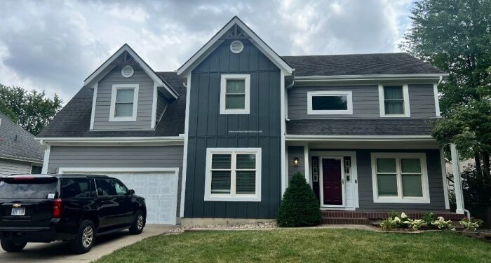James Hardie Aged Pewter Siding in Olathe, KS | Sure Point Exteriors
